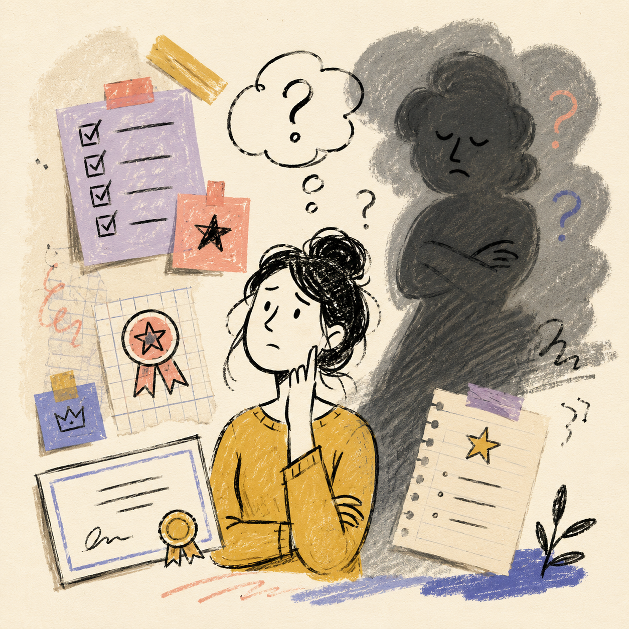 Imposter syndrome editorial illustration
