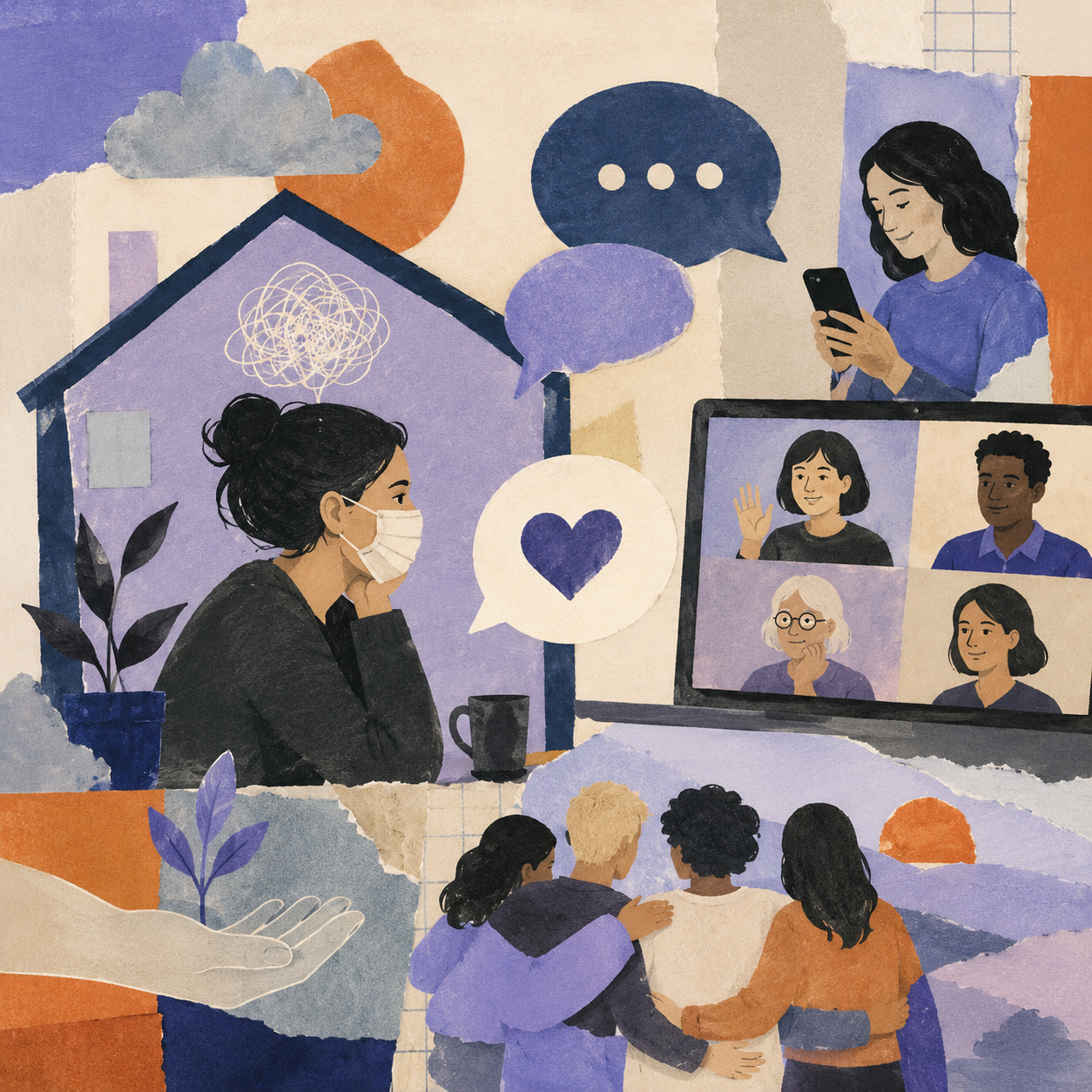 Mental health conversation during COVID editorial collage