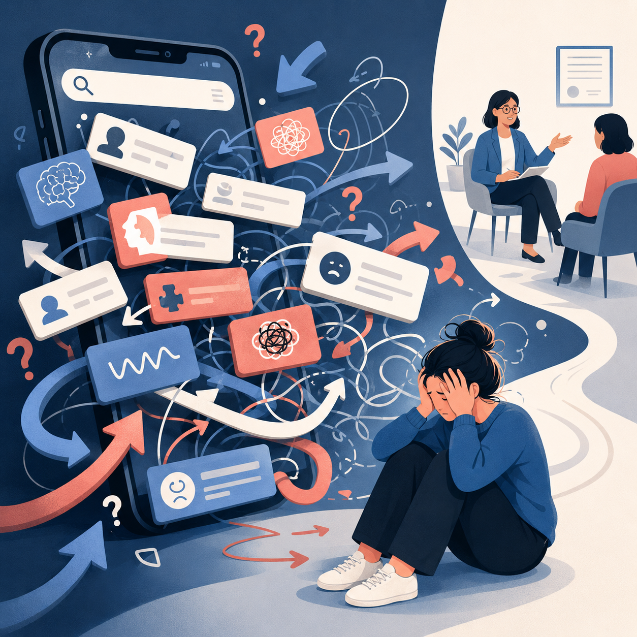 Harms of self diagnosis editorial illustration