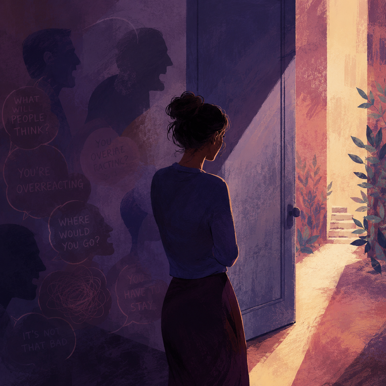 Domestic violence survival editorial illustration